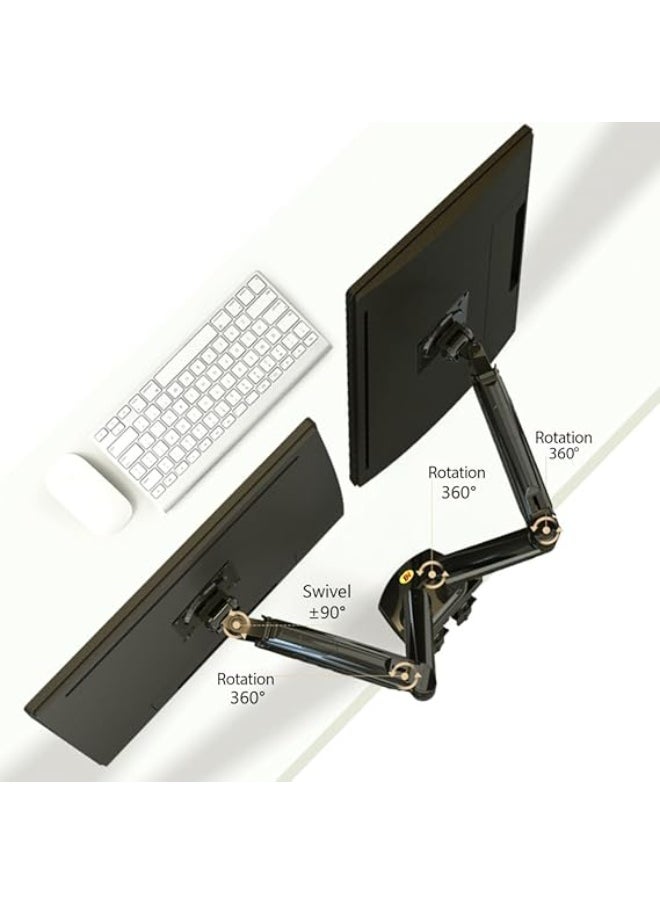 Generic Dual Monitor Mount, Full Motion Swivel Monitor Arm with Gas Spring for 17-27'' Monitors, Load 4.4-19.8lbs, VESA 75/100 F160  - Image 5