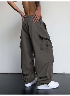 Maniac Maniac Men Solid Side Pockets Dark Grey Nylon fabric Baggy fit Cargo Pant  - Image 3