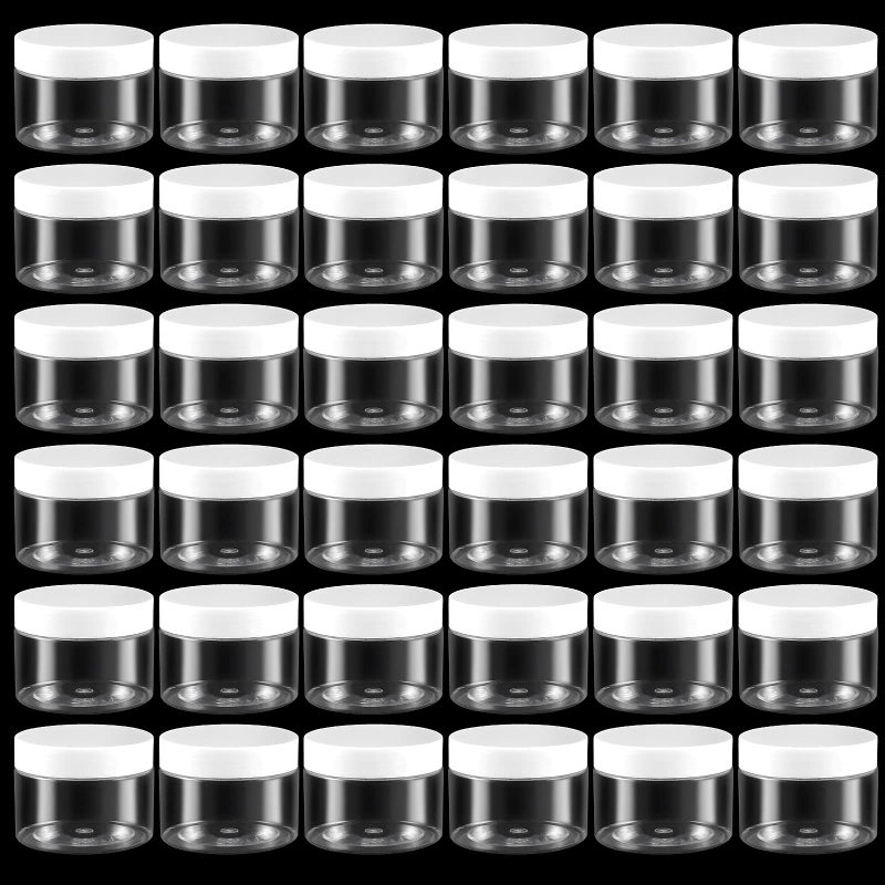 Zoenhou 46 pcs 4 أوقية حاويات الوحل واضحة مع أغطية بيضاء حاويات التخزين البلاستيكية من الدرجة البلاستيكية من فئة BPA خالية - Image 1