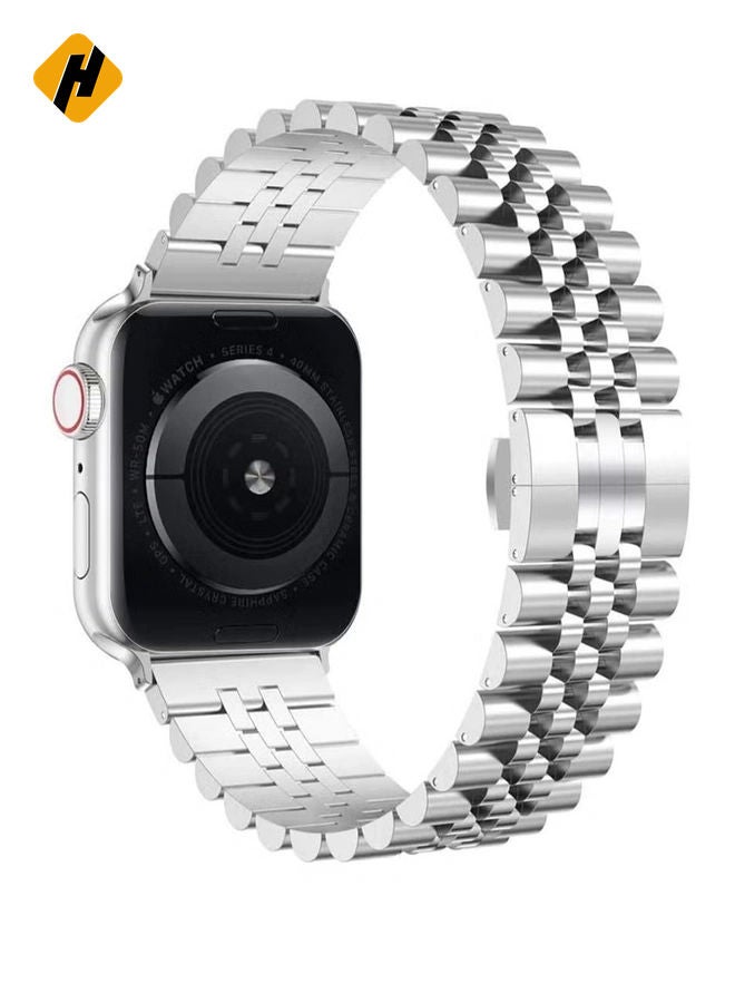 HuHa Replacement Band Compatible with Apple Watch 45mm,Stainless Steel Solid Strap Metal Bracelet for Apple Watch Series 7/  - Image 2