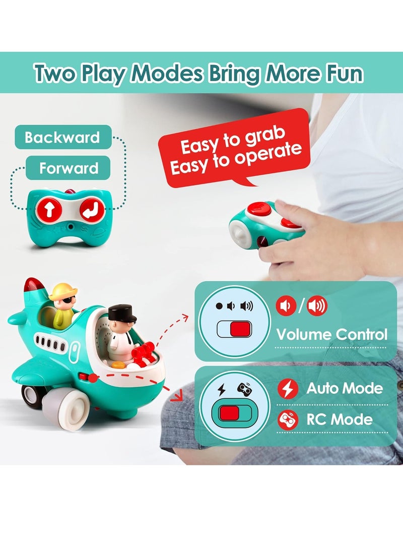 iplay Baby Airplane Car Toy, Cool Remote Control Plane Car Toy With Lights And Sound, Infant Musical RC Car Helicopter, Lightweight And Safe Kids Education Toy, (1pc, Mint Green) - Image 2