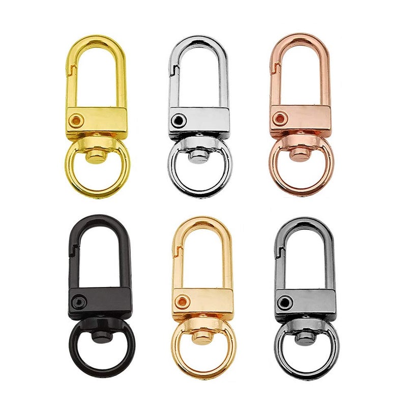 24 pcs Small Size Metal Lobster Claw Clasps Swivel Lanyards Trigger Snap Hooks Strap for Keychain Key Rings Connector DIY Bags Art Crafts jewelry Findings M547