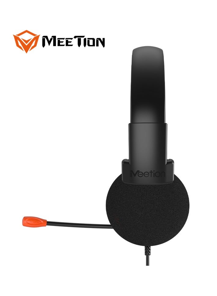 Meetion سماعة هاتف أحادية الأذن 3.5 مم Meetion HP002 بطول خط 1.8 متر متوافقة مع أجهزة متعددة ميكروفون ذكي لإلغاء الضوضاء (أسود) - Image 2