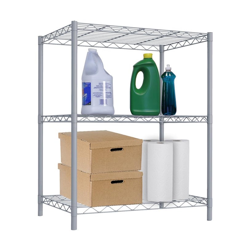 Home Basics Wire Shelving Storage Unit 3 Tier Grey