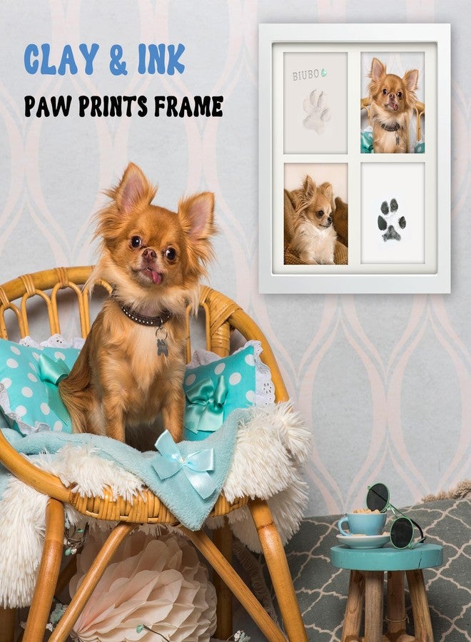 MYPAWLETS Ink & Clay Paw Print Kit for Dog Cat,Clean-Touch Ink Pad & Soft Clay for Dog Pawprints,Pet Paw Print Impression Kit Large Paw Print Area,Pawprint Keepsake Frame for 1-2 Pets-White - Image 2