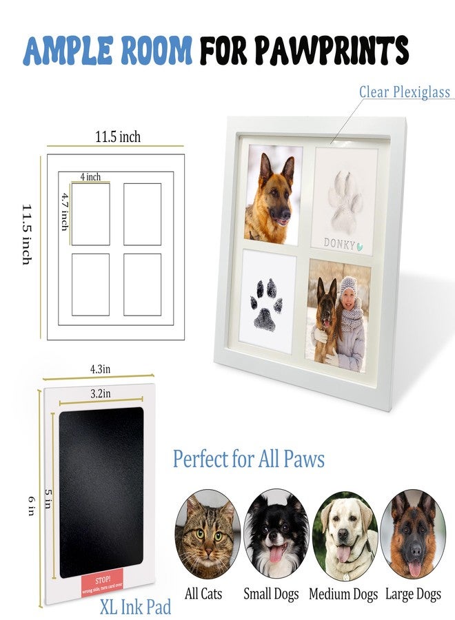 MYPAWLETS Ink & Clay Paw Print Kit for Dog Cat,Clean-Touch Ink Pad & Soft Clay for Dog Pawprints,Pet Paw Print Impression Kit Large Paw Print Area,Pawprint Keepsake Frame for 1-2 Pets-White - Image 5