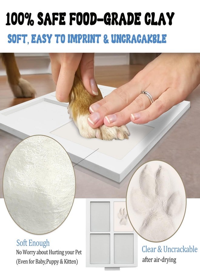 MYPAWLETS Ink & Clay Paw Print Kit for Dog Cat,Clean-Touch Ink Pad & Soft Clay for Dog Pawprints,Pet Paw Print Impression Kit Large Paw Print Area,Pawprint Keepsake Frame for 1-2 Pets-White - Image 4