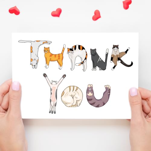 Bhiosng MOCO PAPER Funny Cat Thank You Card For Men Women, Cute Cat Thank You Gift for Him Her, Appreciation Card Thanks Gift for Friend Teacher Boss Coworker, Thank You Card For Cat Mom Dad - Image 2