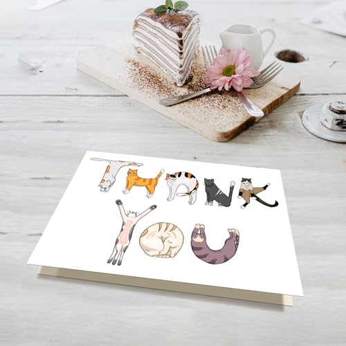 Bhiosng MOCO PAPER Funny Cat Thank You Card For Men Women, Cute Cat Thank You Gift for Him Her, Appreciation Card Thanks Gift for Friend Teacher Boss Coworker, Thank You Card For Cat Mom Dad - Image 3