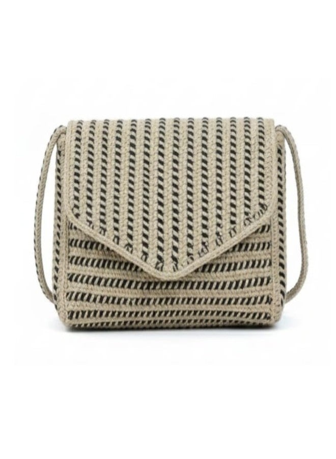 Jute Crossbody Sling Bag for Women | Woven Shoulder Bag with Flap Closure for Daily Carry, Travel & Casual Use - Image 1