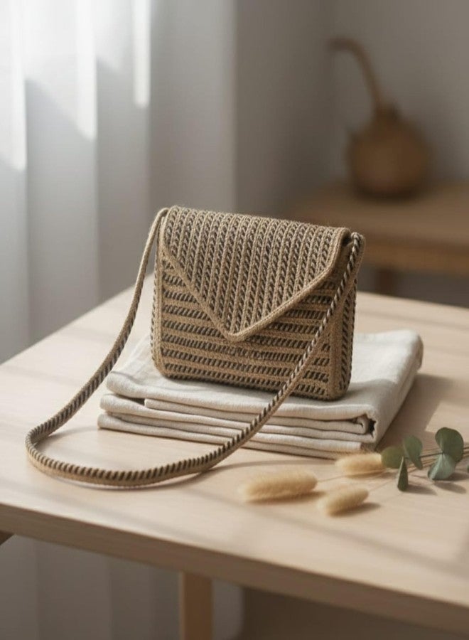 Jute Crossbody Sling Bag for Women | Woven Shoulder Bag with Flap Closure for Daily Carry, Travel & Casual Use - Image 5