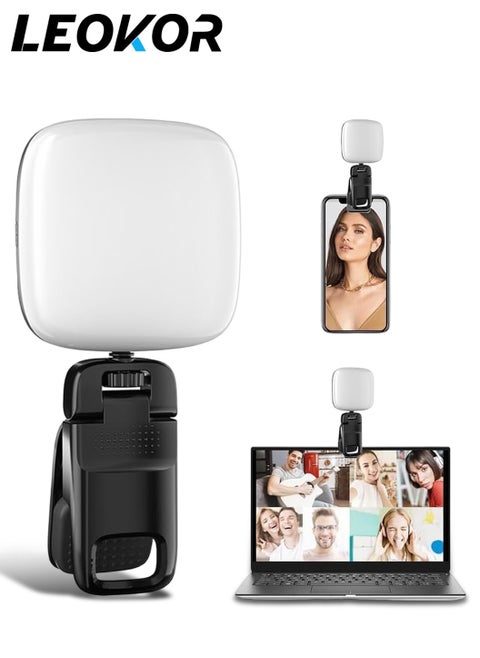 Rechargeable Selfie Light,Phone Light with 3 Lighting Mode/10 Brightness Level,360° Rotatable Phone Ring Light with USB Port,Portable Video Light for iPhone,iPad,Laptop,Makeup (Black)