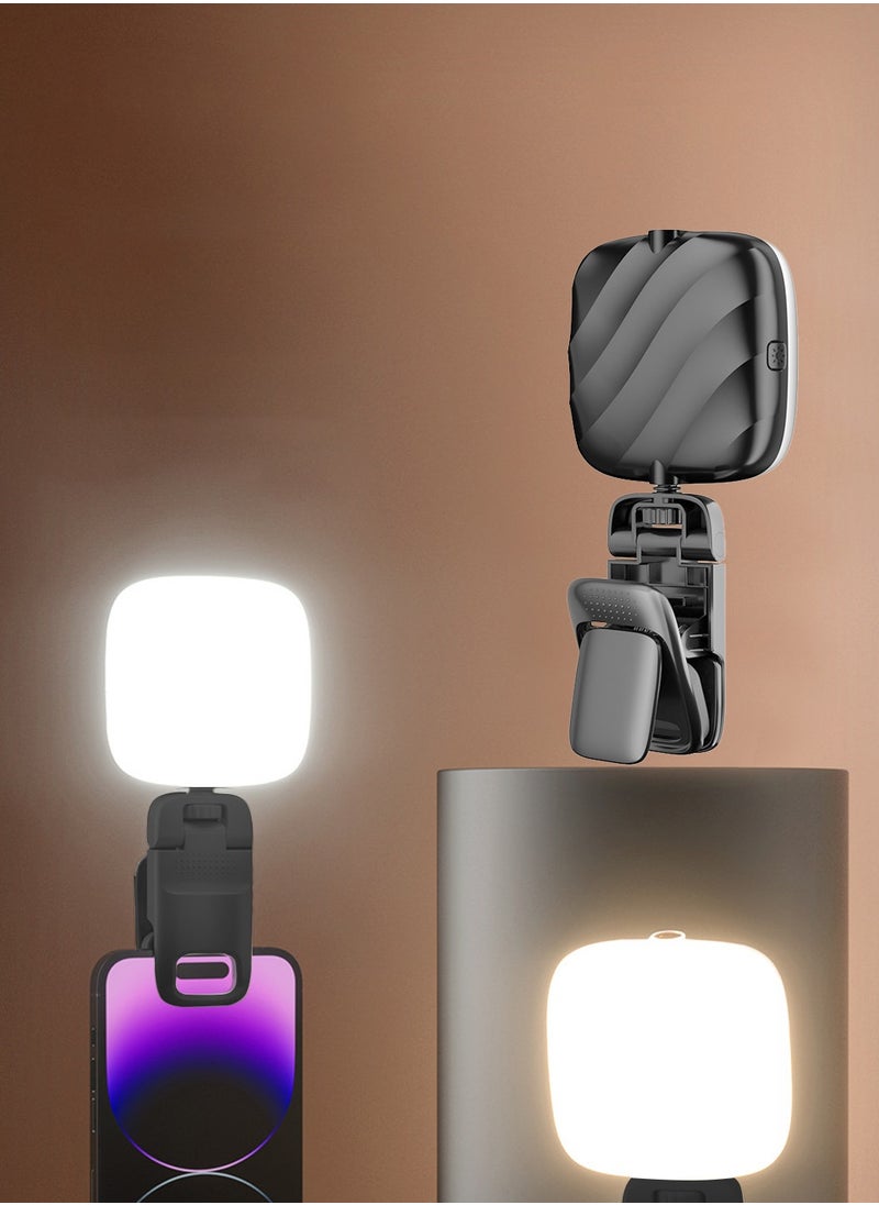 LEOKOR - Rechargeable Selfie Light,Phone Light with 3 Lighting Mode/10 Brightness Level,360° Rotatable Phone Ring Light with USB Port,Portable Video Light for iPhone,iPad,Laptop,Makeup (Black) - Image 1