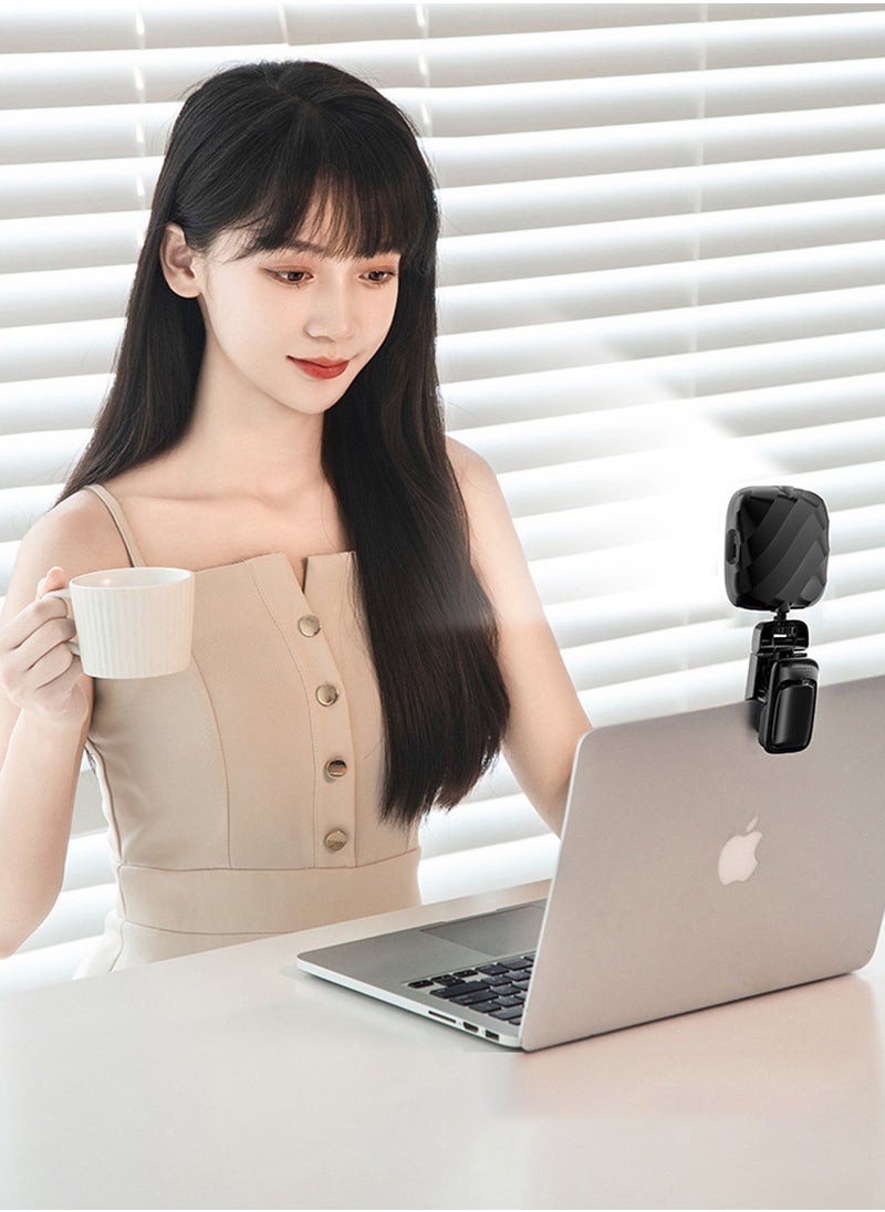 LEOKOR - Rechargeable Selfie Light,Phone Light with 3 Lighting Mode/10 Brightness Level,360° Rotatable Phone Ring Light with USB Port,Portable Video Light for iPhone,iPad,Laptop,Makeup (Black) - Image 1