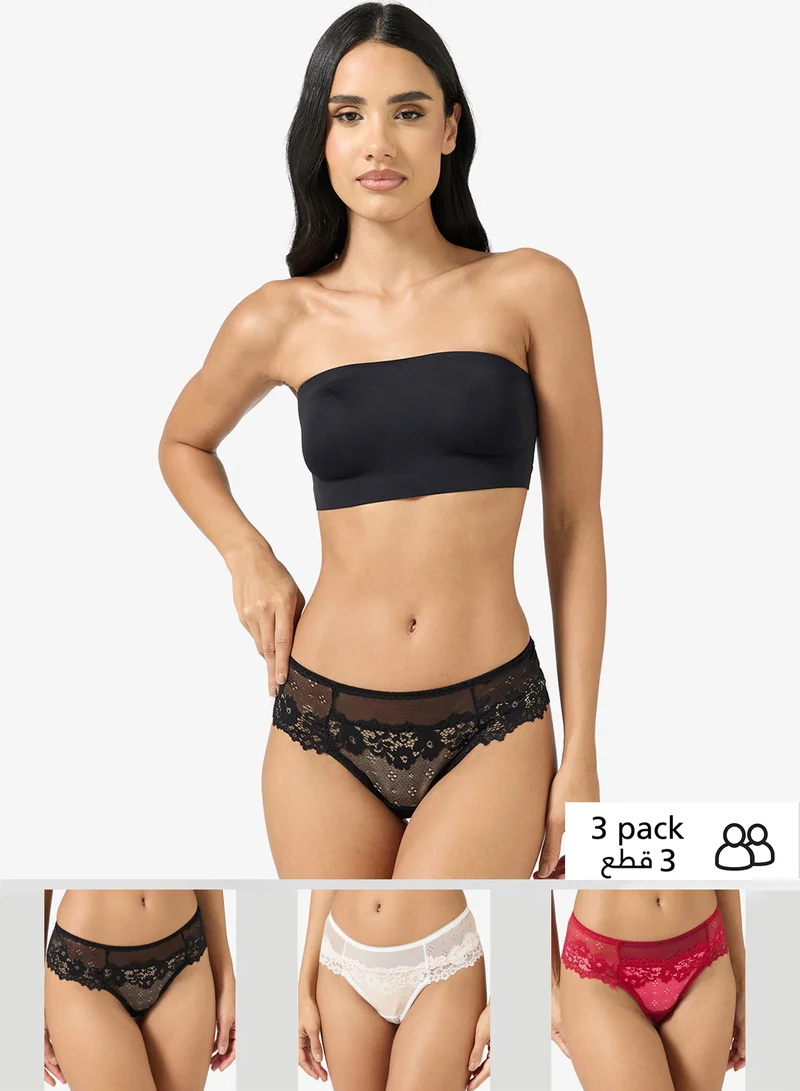 ELLA 3 Pack Cheeky Lace Brief
