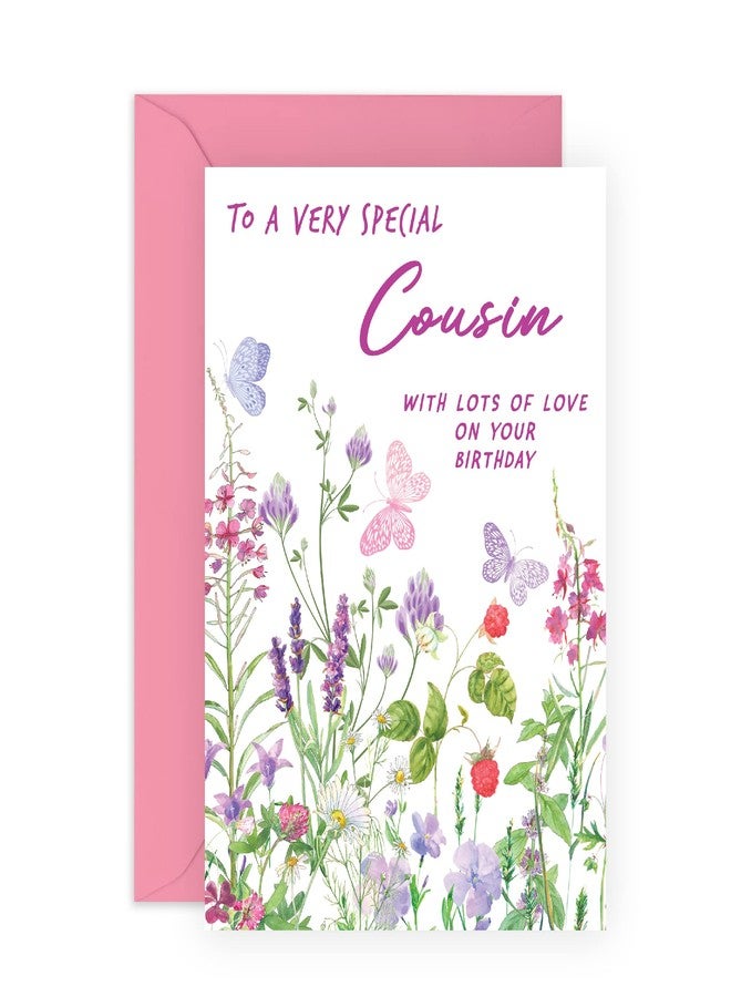 Central 23 Sweet Birthday Card for Her - 'To A Very Special Cousin' - Floral Greeting Card for Female - Flowers & Butterfly - Cousin Birthday Card - Comes with Stickers - Central 23 - Image 1
