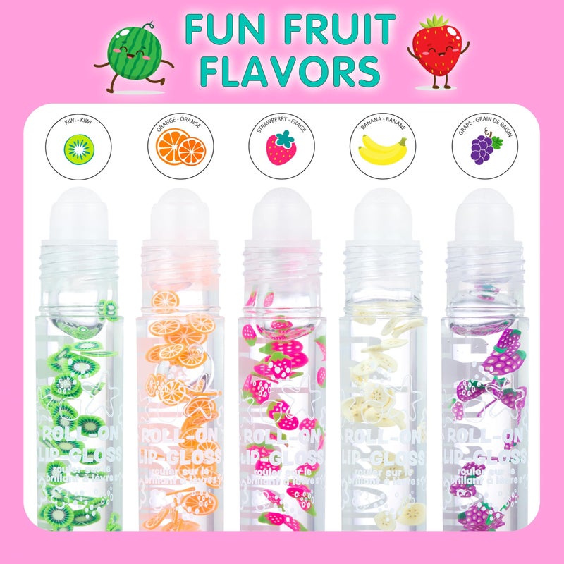 EXPRESSIONS 10pc Roll On Lip Gloss Set with Carrying Case, 10-Pack Glossy Lip Makeup - Assorted Fruity Flavors, Non Toxic, Kid Friendly, Party Gift, Best Friends - Image 3