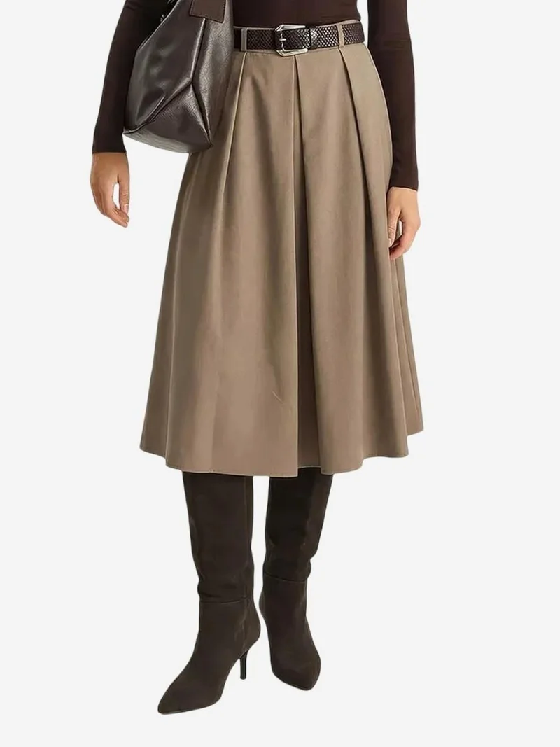 بيانكو لوتشي LUCCI High Waist Midi Skirt with Belt