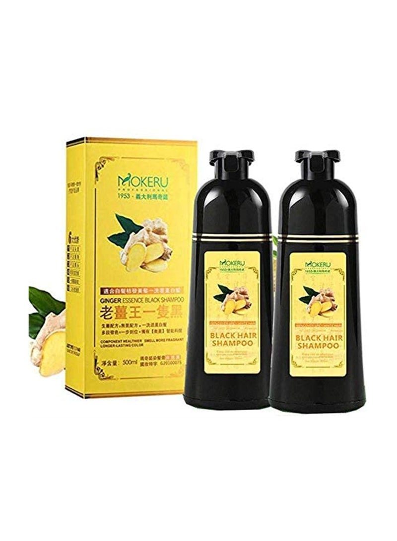 2 pc Ginger King Herbal Black Hair Dyeing Shampoo 1000ML