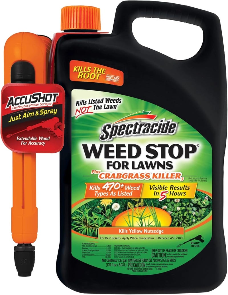 Spectracide Weed Stop For Lawns Plus Crabgrass Killer, AccuShot Sprayer, 1.33 gallon - Image 1