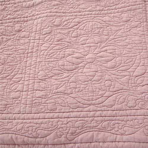 WINLIFE 100% Cotton Quilted Pillow Sham Floral Printed Pillow Cover (Standard, Dusty Pink) - Image 5
