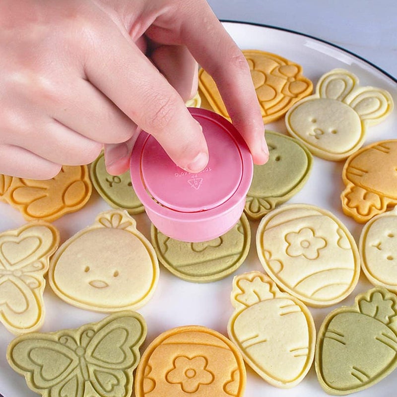 مجموعة طوابع وقواطع بسكويت عيد الفصح السعيد من المكونة من 8 قطع على شكل أرنب، دجاجة، فراشة، قالب كعك مصغر، ختم فوندان بتصميم ثلاثي الأبعاد، أداة نقش بسكويت لحفلات عيد الفصح، أدوات خبز الأطفال DIY للمطبخ - Image 4
