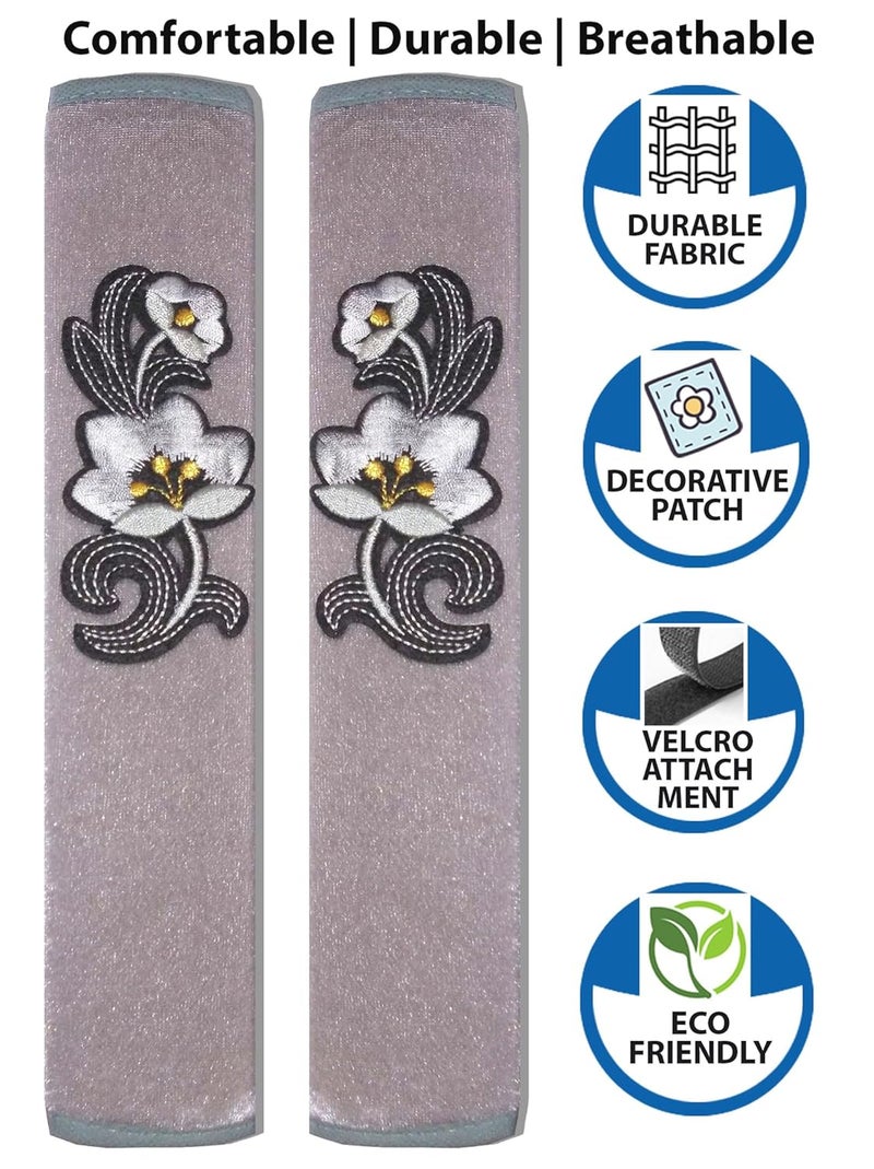 Aj Creations غطاء مقبض متعدد الاستخدامات من المخمل 11"x6" 3 طبقات للثلاجة، الميكروويف، الفرن، الباب - واقي مقبض ناعم وقابل للغسل للأبواب المفردة/المزدوجة مناسب لجميع العلامات التجارية - رمادي - عبوة من 2 - Image 4