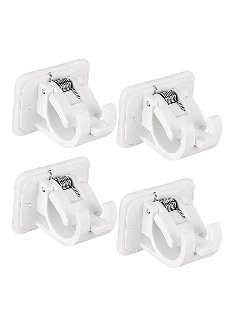 KASTWAVE 8 Pieces Self Adhesive Curtain Rod Bracket Drapery Hook Holders Fixing Rod Holder Curtain Pole Wall Brackets Towel Rod Hooks for Home Bathroom and Hotel Use  - Image 1