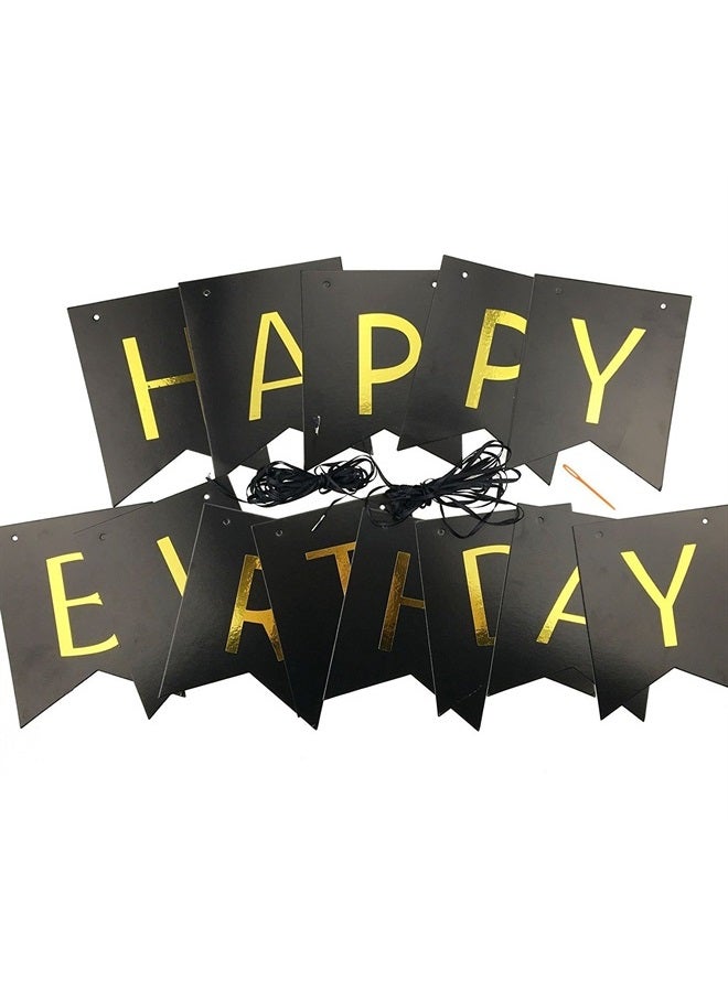 FECEDY لافتة عيد ميلاد سعيدة باللون الأسود مع حروف ذهبية لامعة لوازم الحفلات - Image 4