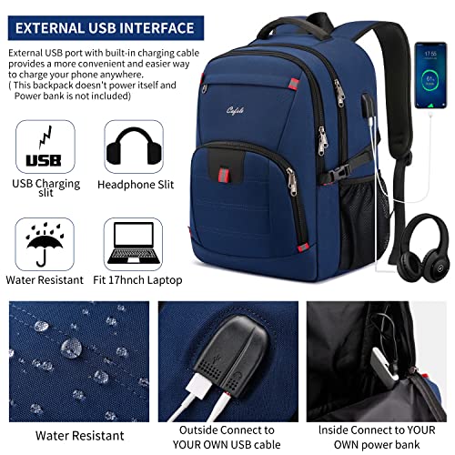 CAFELE 17.3 Inch Laptop Backpack,Business Travel Durable Work Backpck for Women Men,Blue.This product is not suitable for children aged 12 and under - Image 3