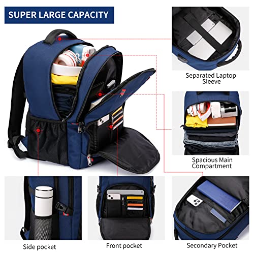 CAFELE 17.3 Inch Laptop Backpack,Business Travel Durable Work Backpck for Women Men,Blue.This product is not suitable for children aged 12 and under - Image 2