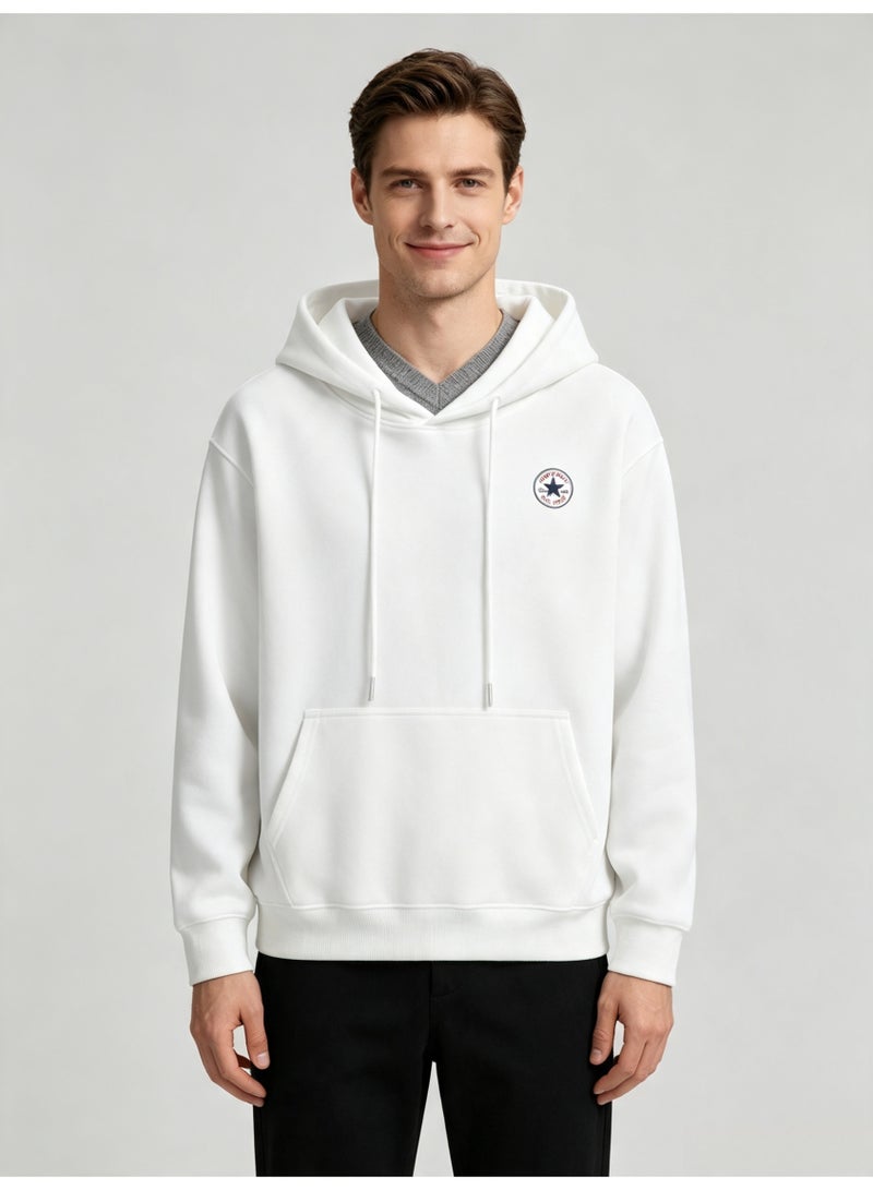 كونفرس CONVERSE Men's and women's basic hooded autumn loose pullover sweater - Image 4
