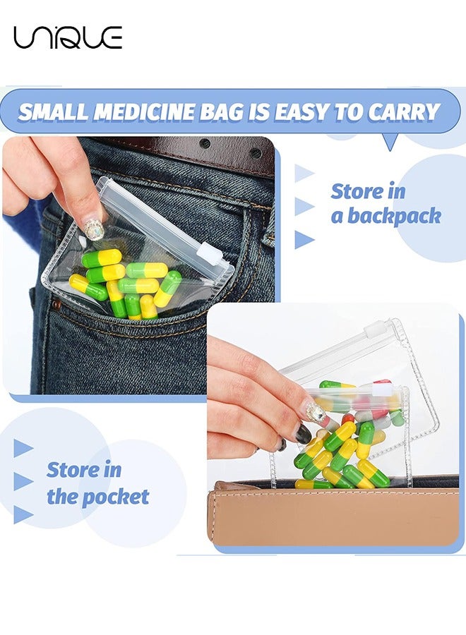 Unique 24 Pcs Small Storage Bags with Zippered, Reusable Pill Baggies, Clear Plastic Pill Bags，For Travel Medicine Organizer, Jewelry, Small Craft Pieces - Image 5