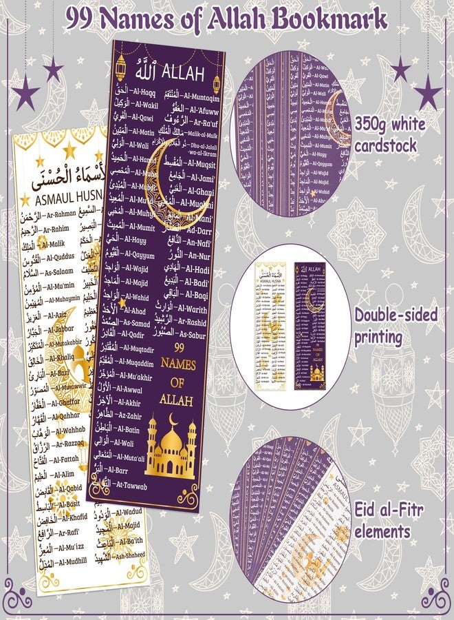 Yopyame 99 Names of Allah Bookmark - 100pcs Islamic Bookmarks Ramadan Eid Gifts Reflecting on The Names of Allah Arabic English Bookmarks Quran Muslim Islamic Arabic Gift for Women Men Quran Learning - Image 3