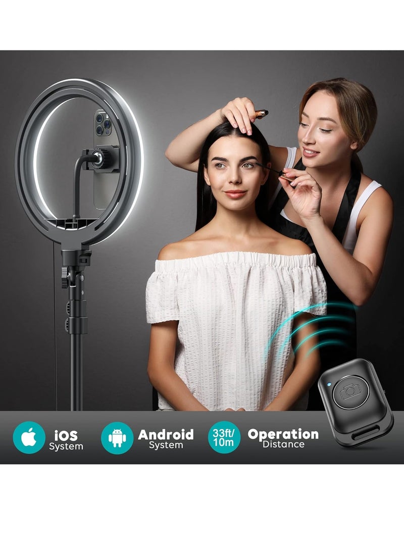Selfie Ring Light with Tripod Stand and Phone Holder, Dimmable/Speedless LED Ring Light for iPhone, Android, YouTube, Makeup, TikTok  - Image 5