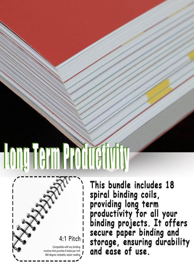 lvifloae 18 Pcs Spiral Binding Coils 38Mm Diameter Reusable Binding Combs 48 Loop 4:1 Pitch 310 Sheet Spiral Binding Spine Bundle for A4 Paper - Image 5