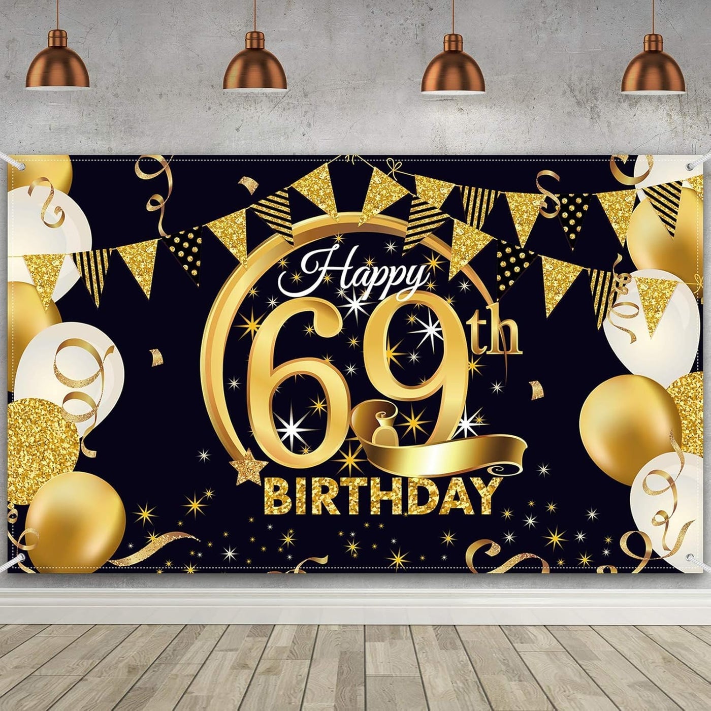 أي آر إس جرافيكس ARS Graphics 69th Birthday Party Decoration - Extra Large Fabric Banner For Photo Booth