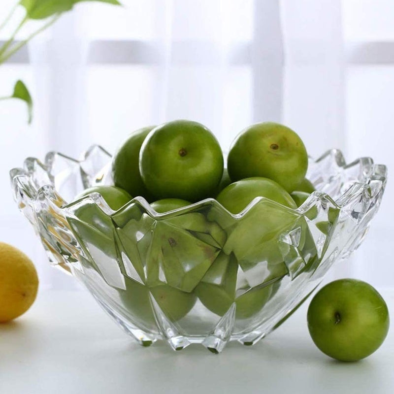 ConvertKitchen Designer Glass Serving Fruit BowlVegetable Bowl Table Fruit Bowl Flat Base Transparent SET of 1 - Image 1