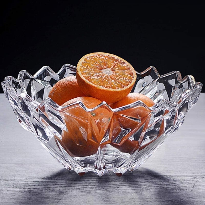 ConvertKitchen Designer Glass Serving Fruit BowlVegetable Bowl Table Fruit Bowl Flat Base Transparent SET of 1 - Image 3
