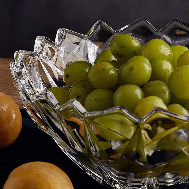 ConvertKitchen Designer Glass Serving Fruit BowlVegetable Bowl Table Fruit Bowl Flat Base Transparent SET of 1 - Image 5