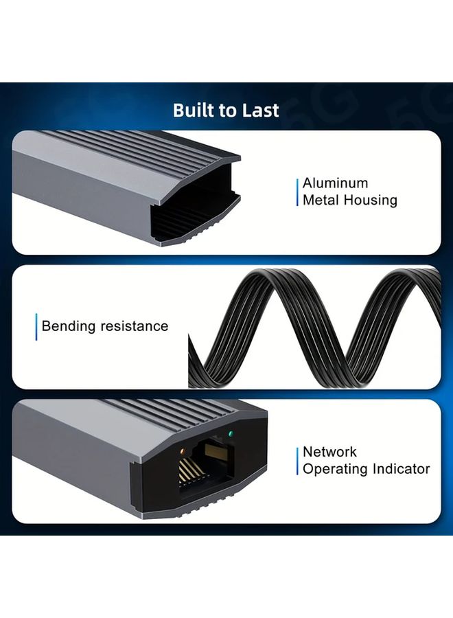 AP 71 USB C to 2 5Gb Ethernet Adapter 2 in 1 Network Card Plug Play No Driver Needed - Image 3