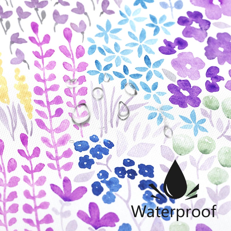 MAYZUS Purple Floral Shower Curtain  Colorful Boho Flower Fabric Shower Curtain  Cute Funky Watercolor Wildflower Shower Curtain Set  Cottagecore Bohemian Bathroom Decor  72x72 - Image 3