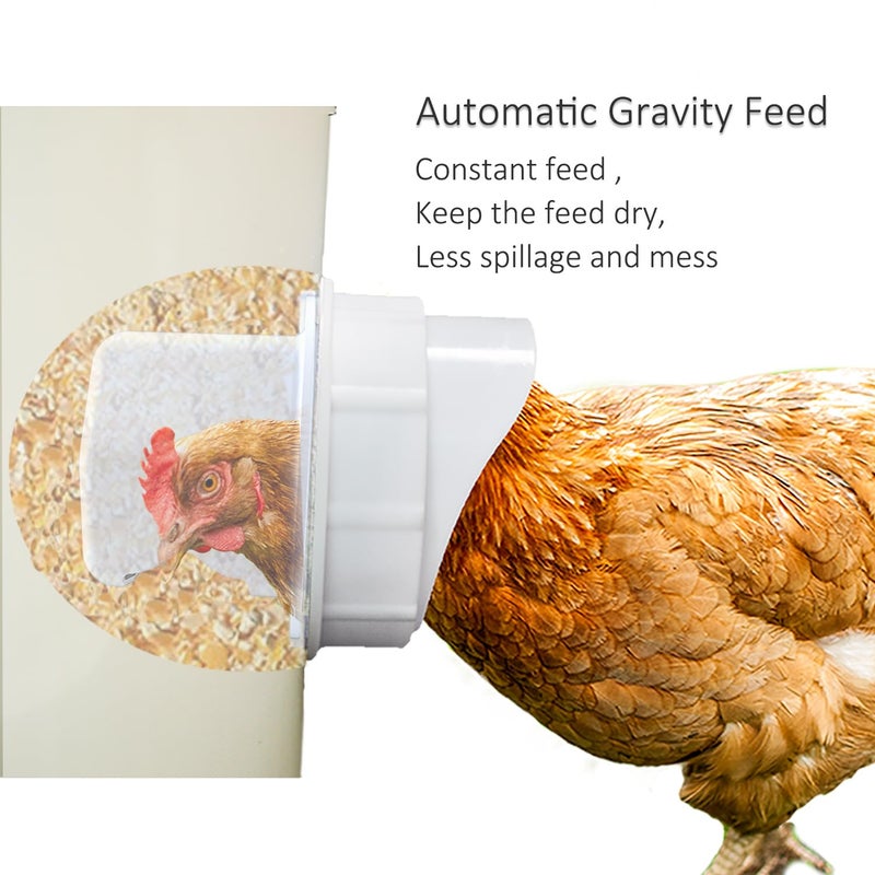 Suplklz DIY Chicken Feeder Rain Proof Poultry Feeder Port Gravity Feed Kit for Buckets, Barrels, Bins, Troughs - Image 2
