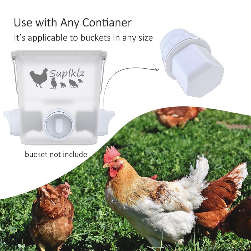 Suplklz DIY Chicken Feeder Rain Proof Poultry Feeder Port Gravity Feed Kit for Buckets, Barrels, Bins, Troughs - Image 3