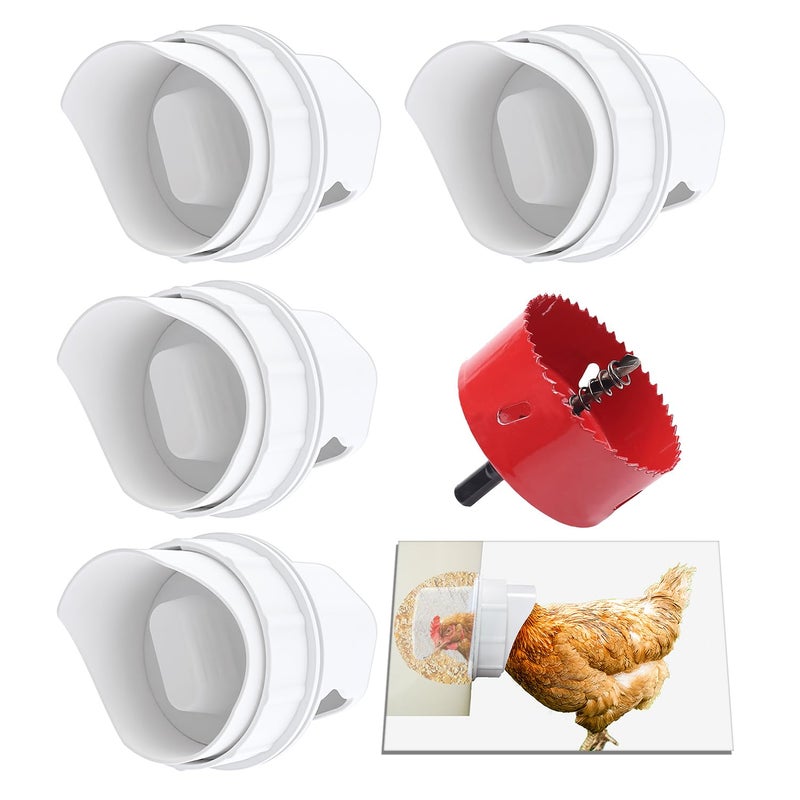 Suplklz DIY Chicken Feeder Rain Proof Poultry Feeder Port Gravity Feed Kit for Buckets, Barrels, Bins, Troughs - Image 1