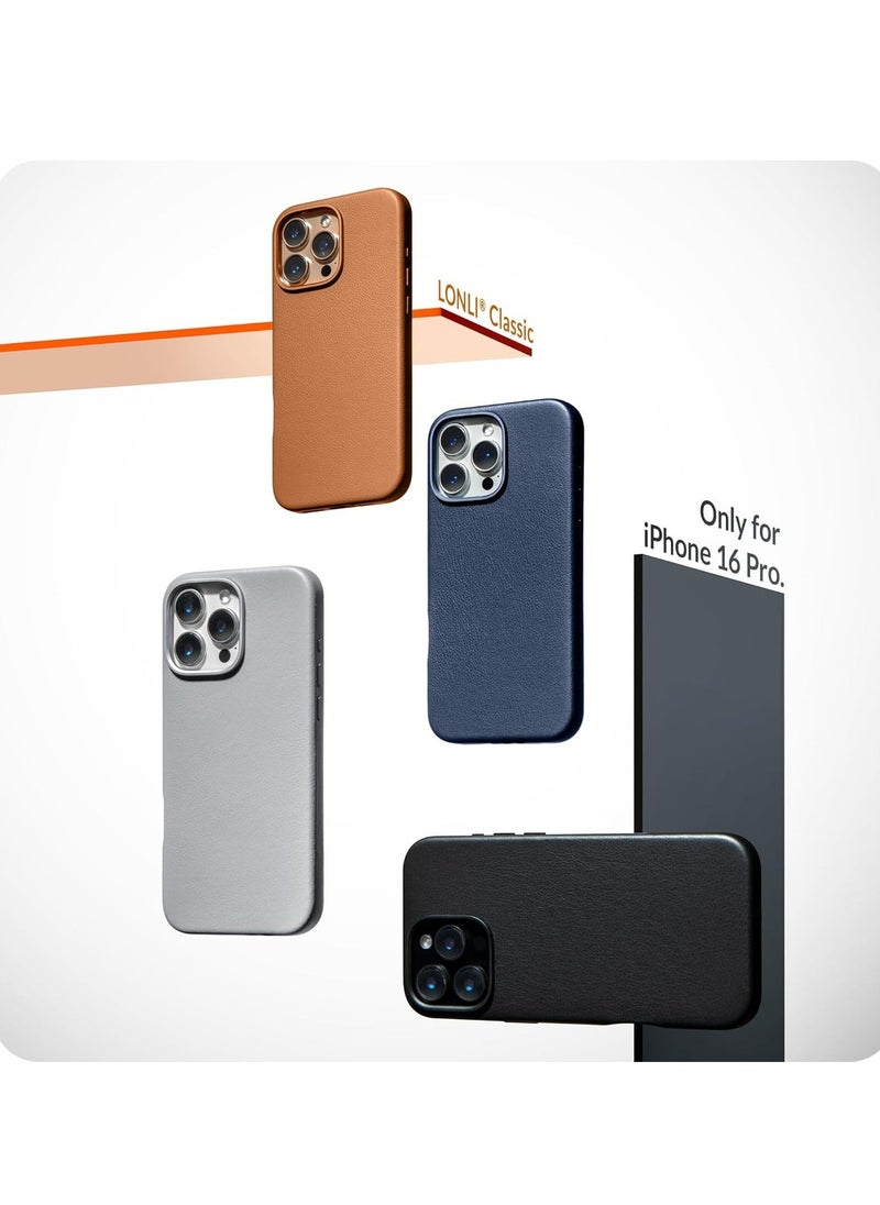 Raxoom Classic European Leather Phone Case for iPhone 16 Pro â€“ Gladius/Grey, Smoothens & Softens Over Time, Compatible with MagSafe - Image 2