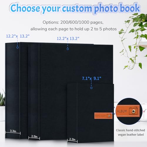 popotop ألبوم صور بوبوتوب 4x6 600 جيب مع ملصق، ألبومات صور بغلاف من الكتان للهدايا الزفاف، ذكريات الأطفال، السفر، الذكرى السنوية، عيد الميلاد، المدرسة، كتاب صور مع صور أفقية ورأسية - Image 3