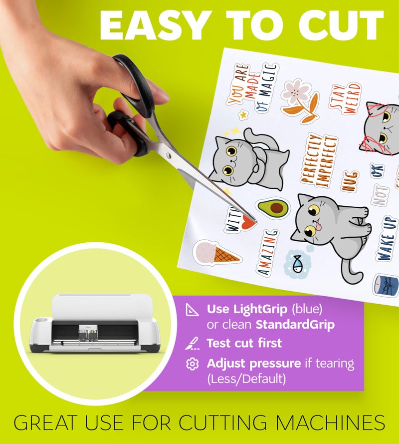 SMALL SMILE Premium Printable Vinyl Sticker Paper for Inkjet Printer and Laser - 20 White Matte Sticker Paper Waterproof - Durability Adhesive Paper 8.5 x 11, Fast Dry, Holds Ink Well, Great for Cutting Machines - Image 5