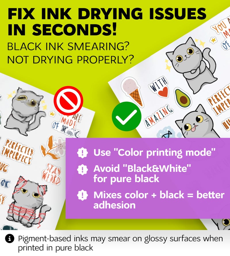 SMALL SMILE Premium Printable Vinyl Sticker Paper for Inkjet Printer and Laser - 20 White Matte Sticker Paper Waterproof - Durability Adhesive Paper 8.5 x 11, Fast Dry, Holds Ink Well, Great for Cutting Machines - Image 3