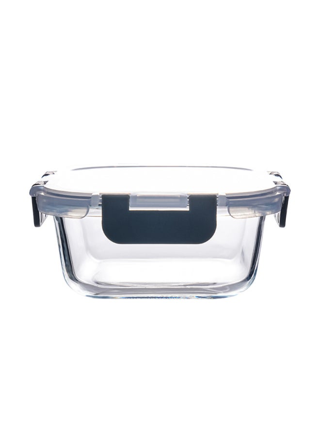 Rectangular High Borosilicate Glass Lunch Box Can Be Heated In Microwave Oven Special Fresh-keeping Box Lunch Box For Office Workers-Specifications:Mini Long-Color:High Boron Bowl-black Snap Pp Cover